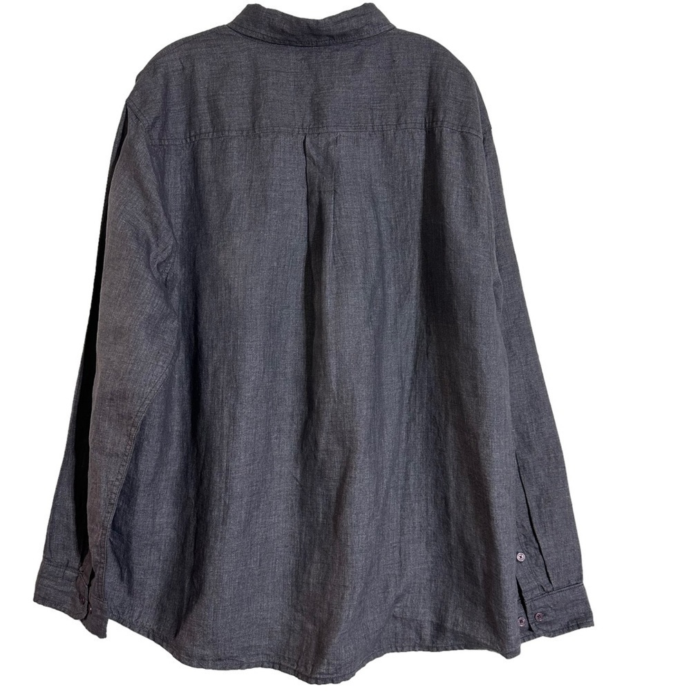 Carbon2Cobalt Grey 100% Linen Longsleeve Button-up Shirt - Picture 3 of 8